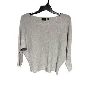 Cyrus Lightweight Silver Heather 3/4 Dolman Sleeve Ribbed Knit Top Womens Medium